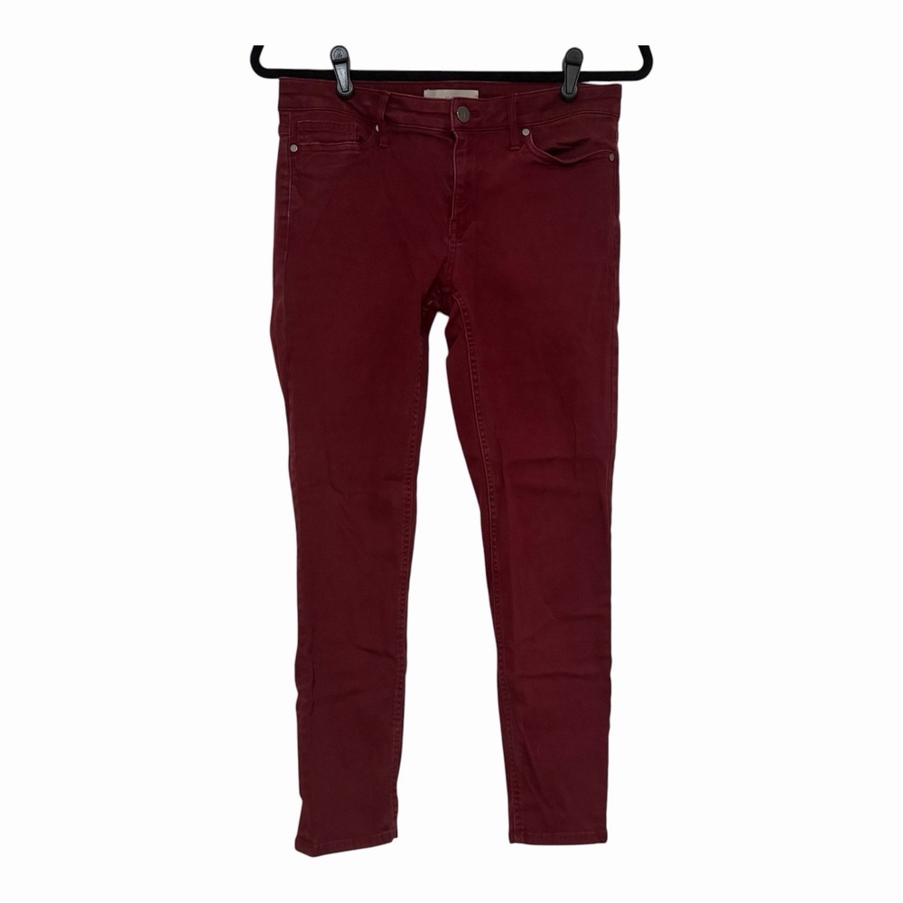 Calvin Klein Jeans Womens Crop Pants Size 8 Maroon Red Ankle Skinny Soft